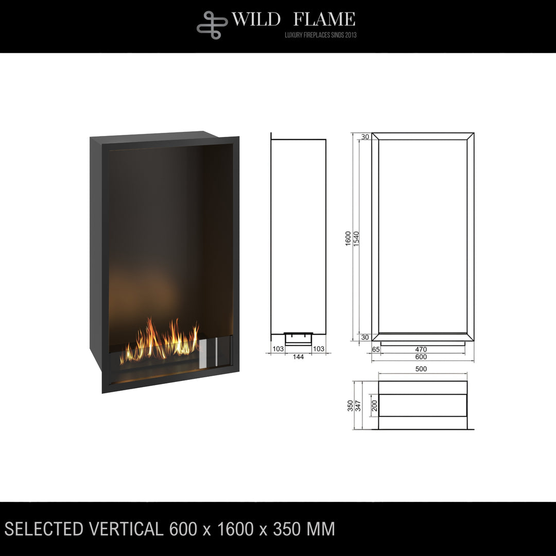 Bioethanol Einbaukamin- SELECTED Vertikal 160