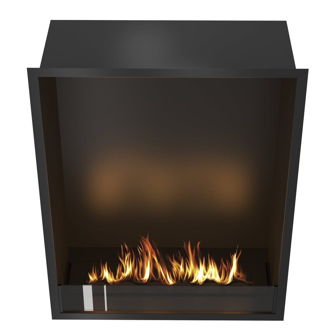 Bioethanol Einbau Kamin Einbaukamin Ofen SELECTED XXL Vertikal 80x100x35cm mit Glas von Wild Flame Frontale Ansicht