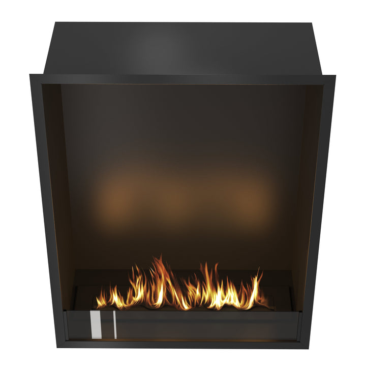 Bioethanol Einbau Kamin Einbaukamin Ofen SELECTED XXL Vertikal 80x100x35cm mit Glas von Wild Flame Frontale Ansicht