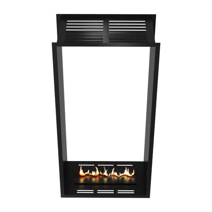 Bioethanol Einbau Kamin Ofen Einbaukamin Zweiseitig und Vertikal für Raumteiler mit Vollverglasung FAME 60x100cm von Wild Flame Frontal