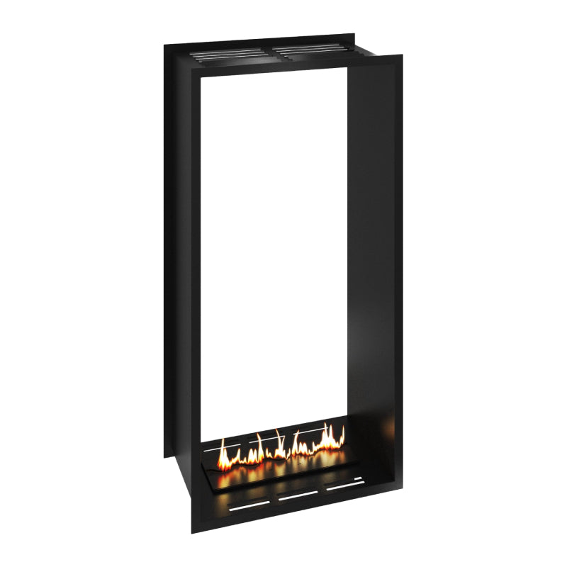 Bioethanol Einbau Kamin Ofen Einbaukamin Zweiseitig und Vertikal für Raumteiler mit Vollverglasung FAME 60x100cm von Wild Flame Seitlich